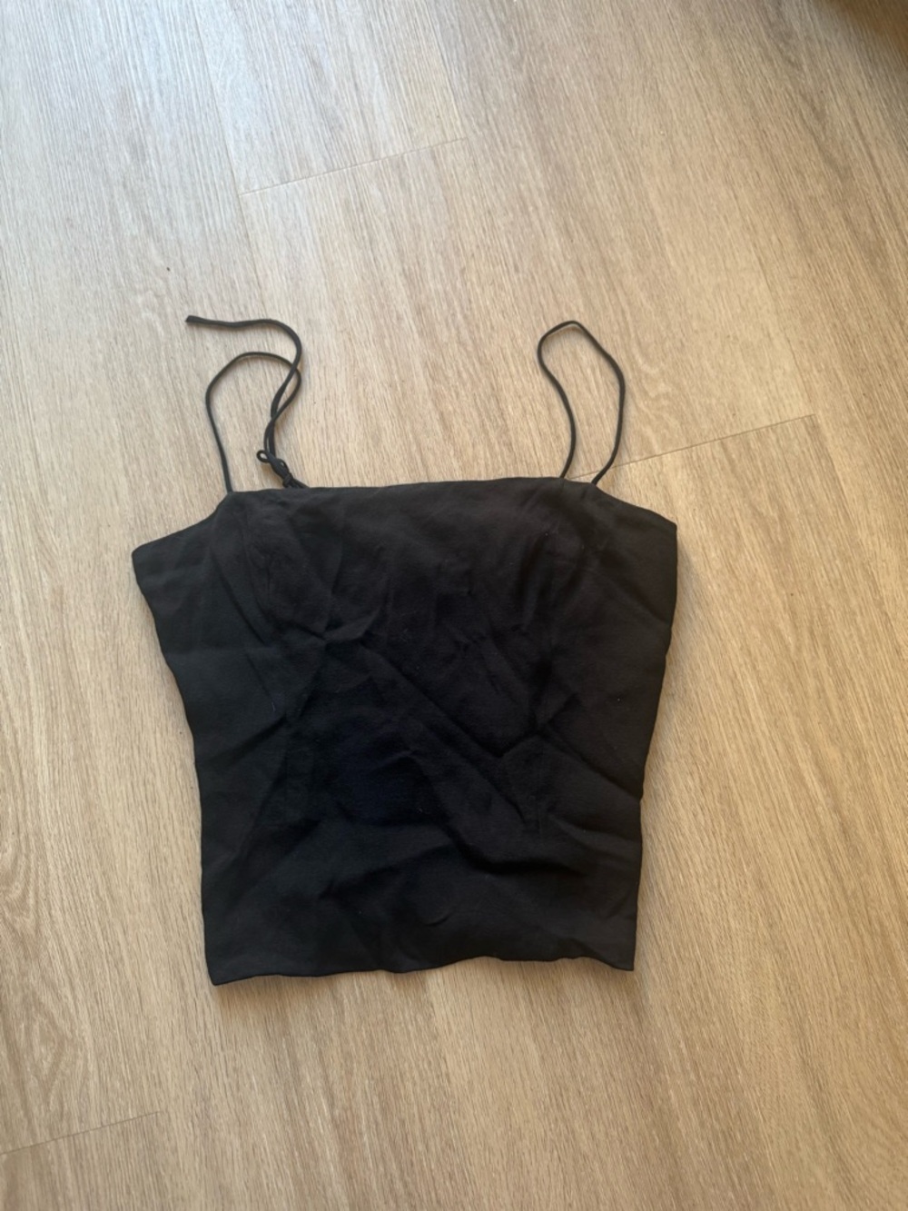 Reformation Black Spaghetti-Strap Cropped Camisole